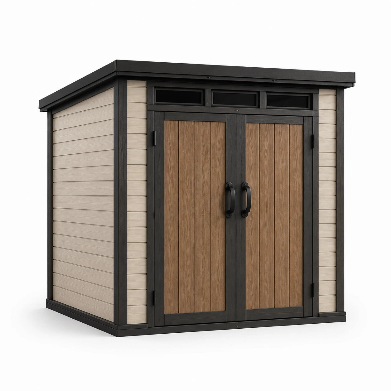 Abri de jardin en plastique composite beige et marron 200x150x200 cm