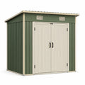 Abri de jardin en métal vert et beige avec portes doubles