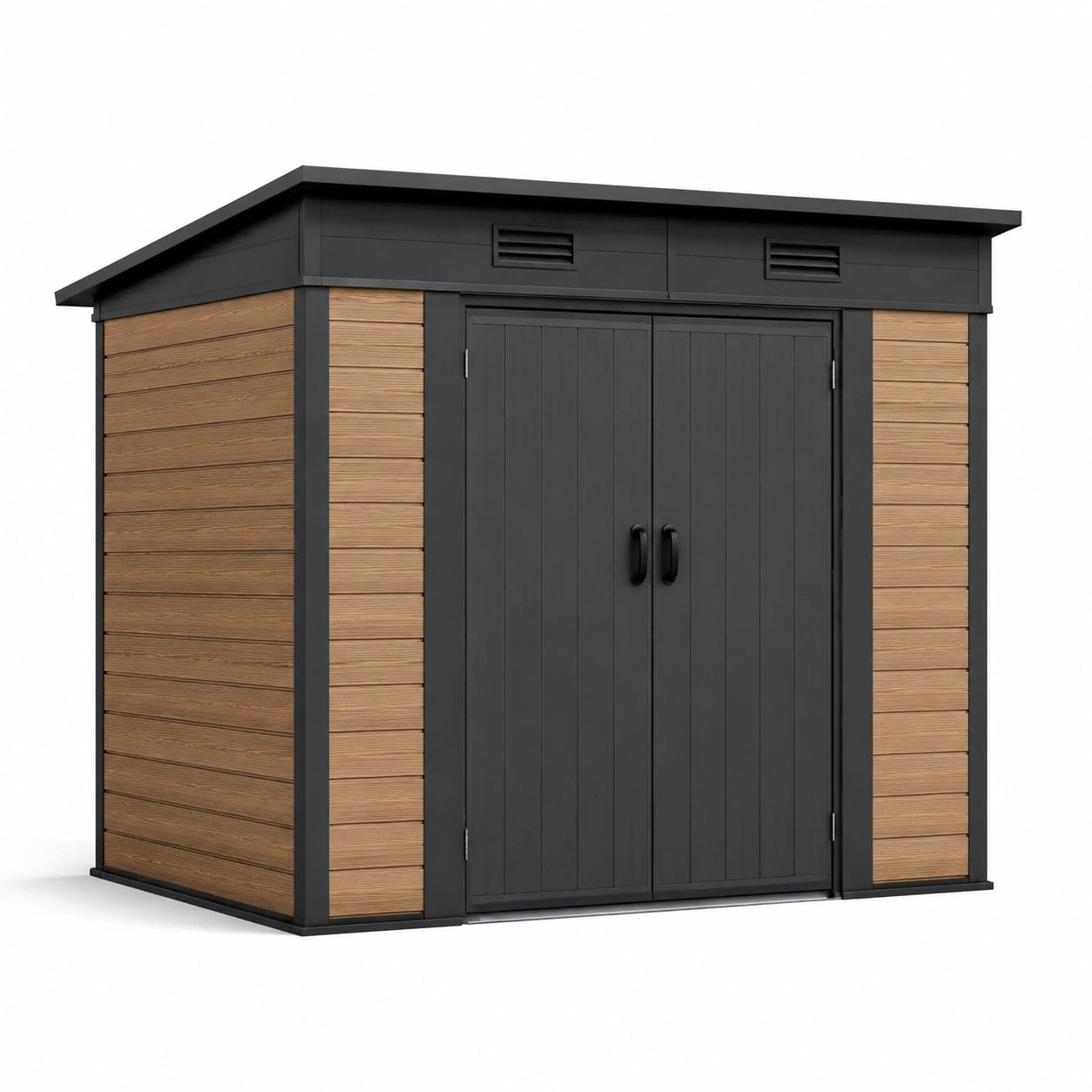 Abri de jardin en plastique et métal marron anthracite 200x130x210 cm