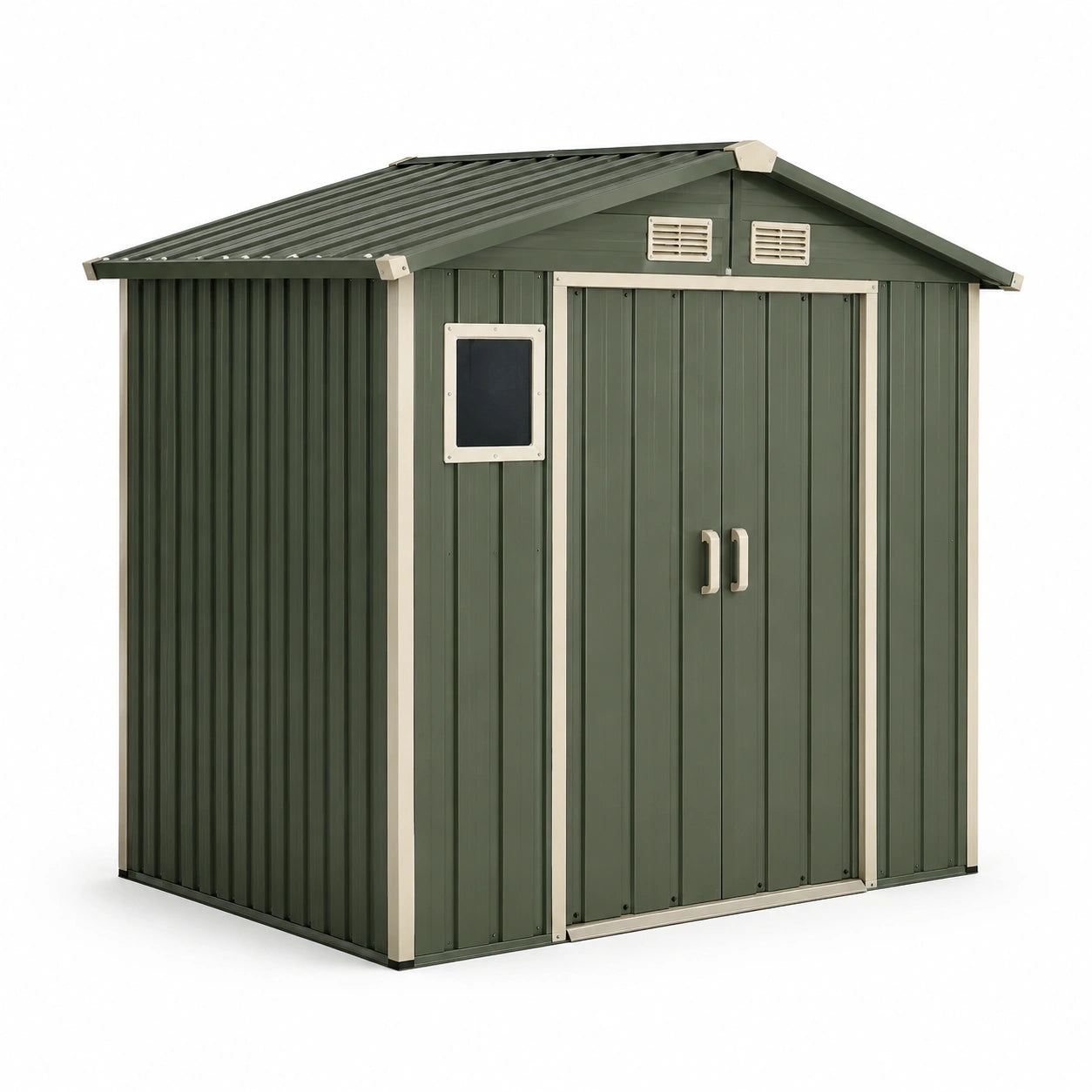 Abri de jardin en métal vert avec toit double pente 213x130x173 cm