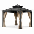 Pavillon en aluminium avec rideaux en tissu beige
