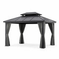 Pavillon en aluminium et acier avec rideaux en polyester 3x3m gris
