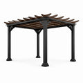 Pergola de jardin en aluminium noir et bois marron 300x300 cm