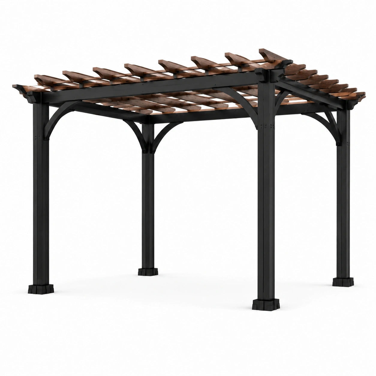 Pergola en aluminium et bois marron 3x3m