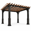 Pergola extérieure en métal et bois noir 300x400 cm