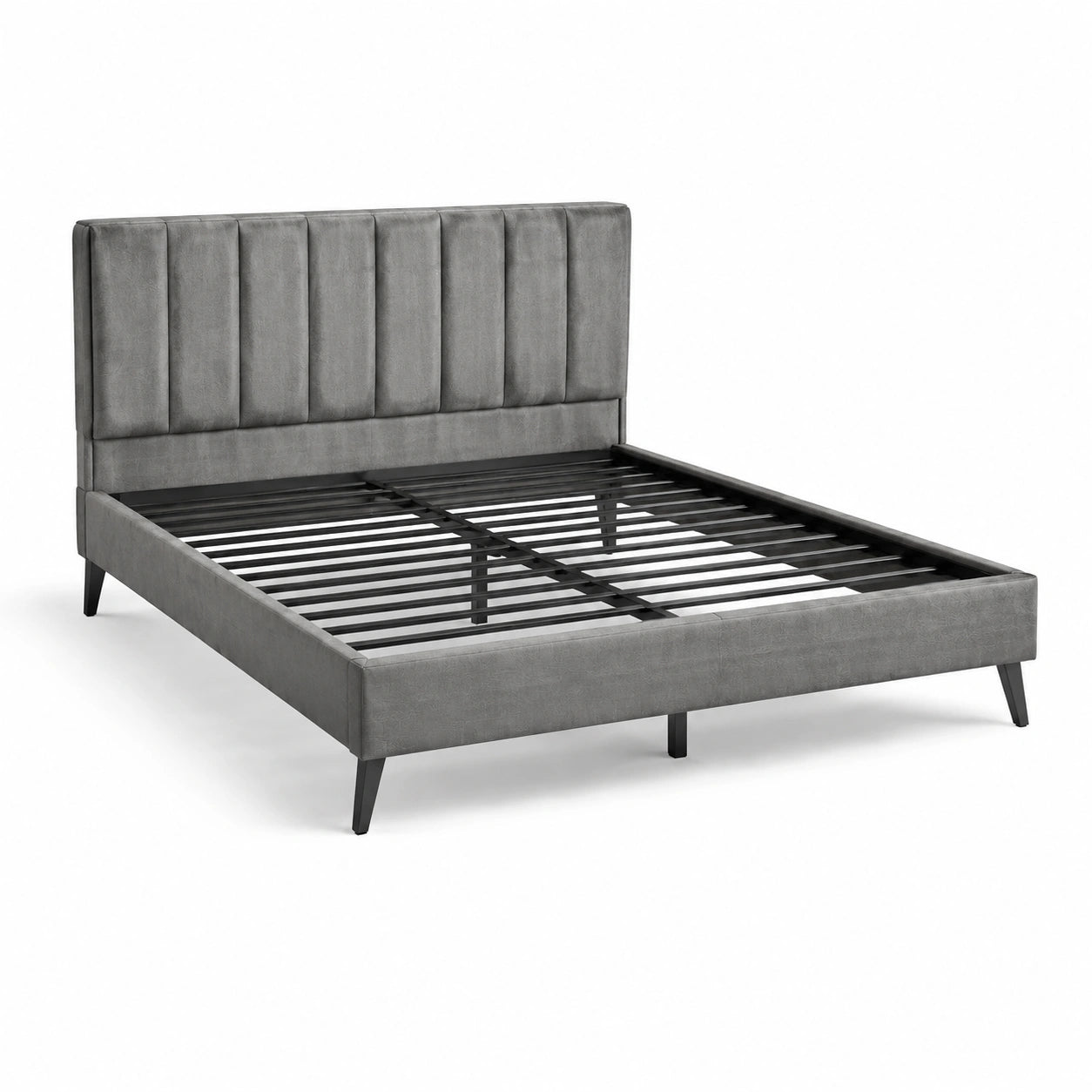 Lit double en velours gris avec structure métallique 200x160 cm