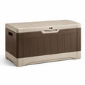 Coffre de rangement extérieur en plastique marron/beige 117x45x57 cm