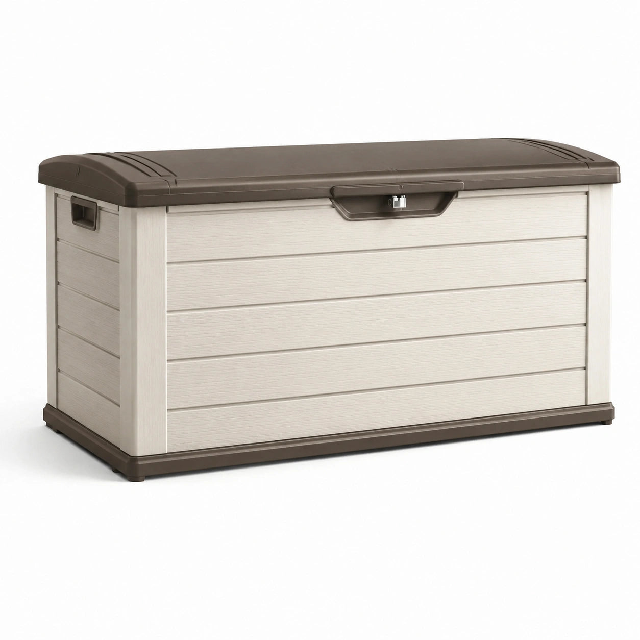 Coffre de rangement en plastique beige et marron 120x56x63cm