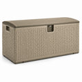 Coffre de rangement en résine tressée beige 120 cm
