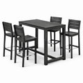 Ensemble de table haute et tabourets en bois composite noir
