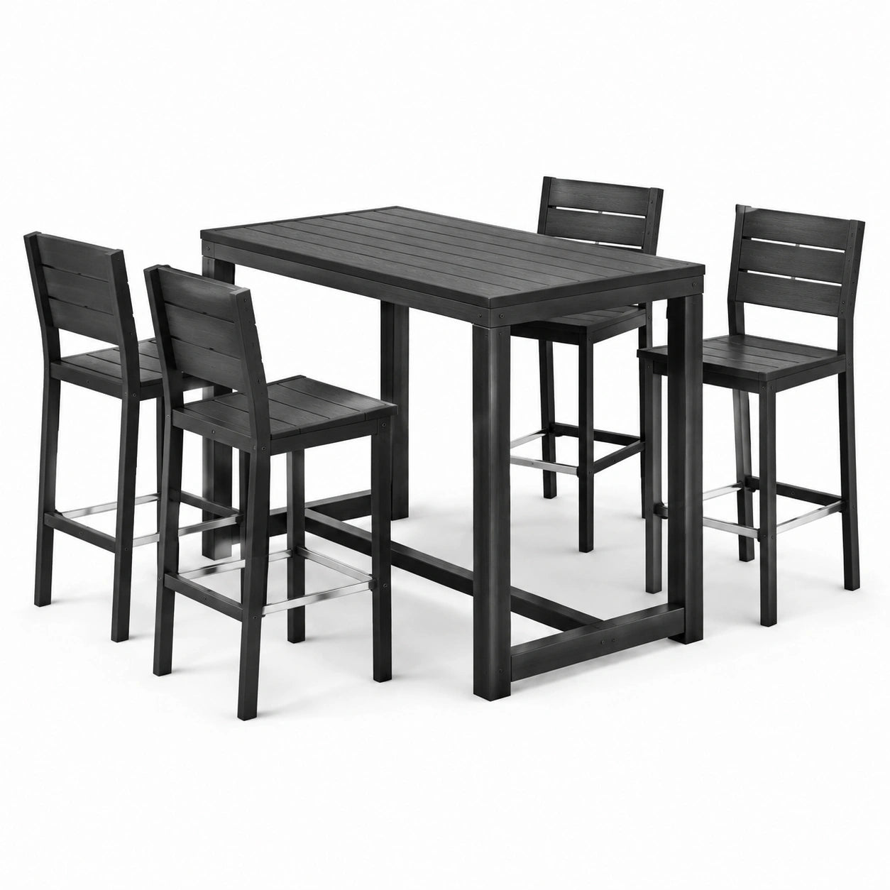 Ensemble de table haute et tabourets en bois composite noir