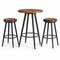 Ensemble table haute et tabourets en métal et bois d'acacia marron 3 pièces