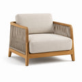 Fauteuil en bois avec coussins en polyester beige