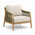 Fauteuil en bois d'acacia et corde avec coussins en polyester beige