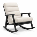 Fauteuil à bascule en bois et polyester blanc cassé