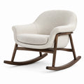 Fauteuil à bascule en bois avec revêtement en tissu bouclé beige
