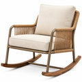 Chaise à bascule en métal et corde avec coussins en tissu beige