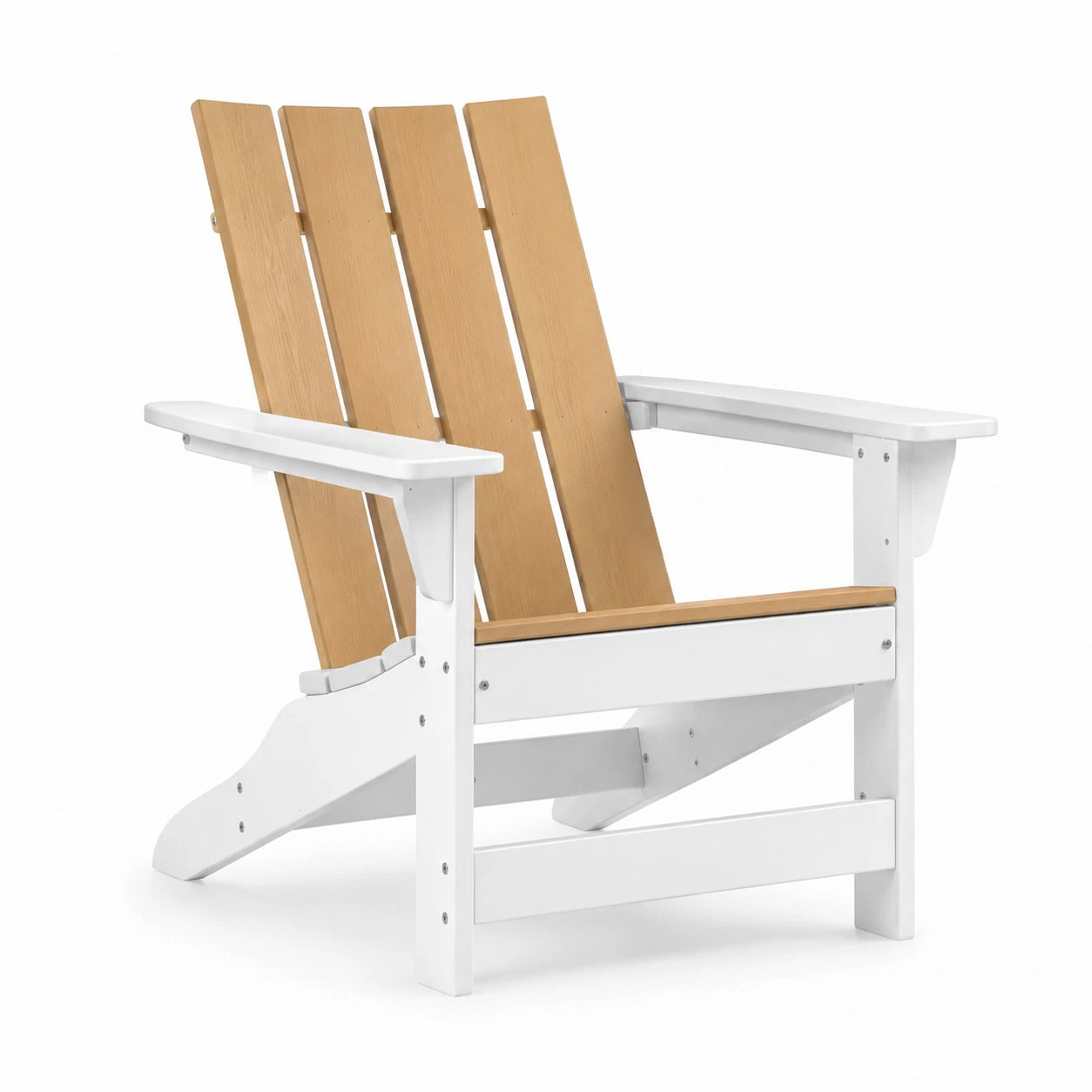 Chaise Adirondack en Bois d'Acacia et Polyéthylène Blanc et Naturel
