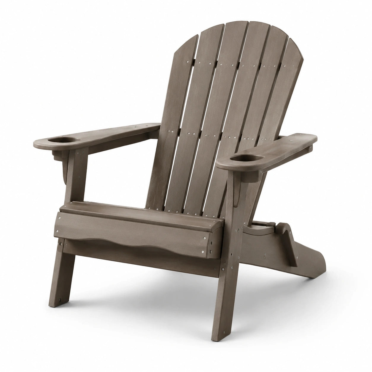 Chaise Adirondack en Plastique Recyclé Marron avec Porte-Gobelets