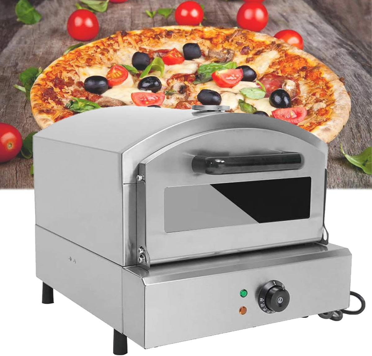 Kindevieft four à pizza, 425x520x410 mm, 2000 W, 2000 W, Argenté, éLectrique 12', Machine à Pizza, Comptoir