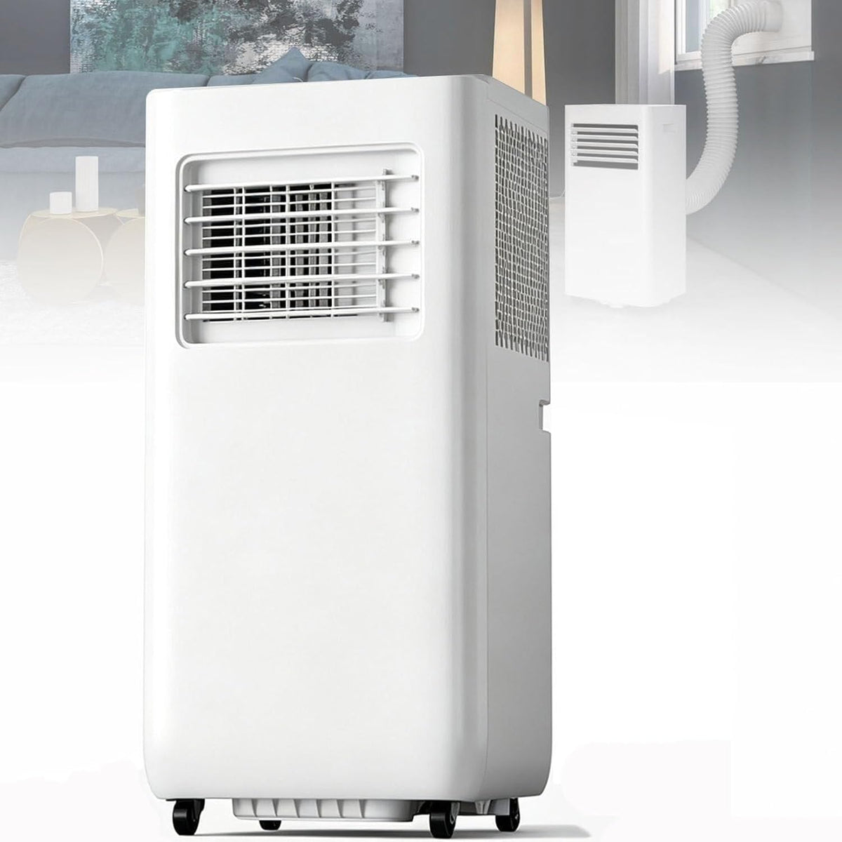 climatiseur portable QINLIGAO, 14000 BTU, Blanc, sans unité extérieure Puissant, 4-en-1 Refroidisseur d'air économe en énergie avec télécommande