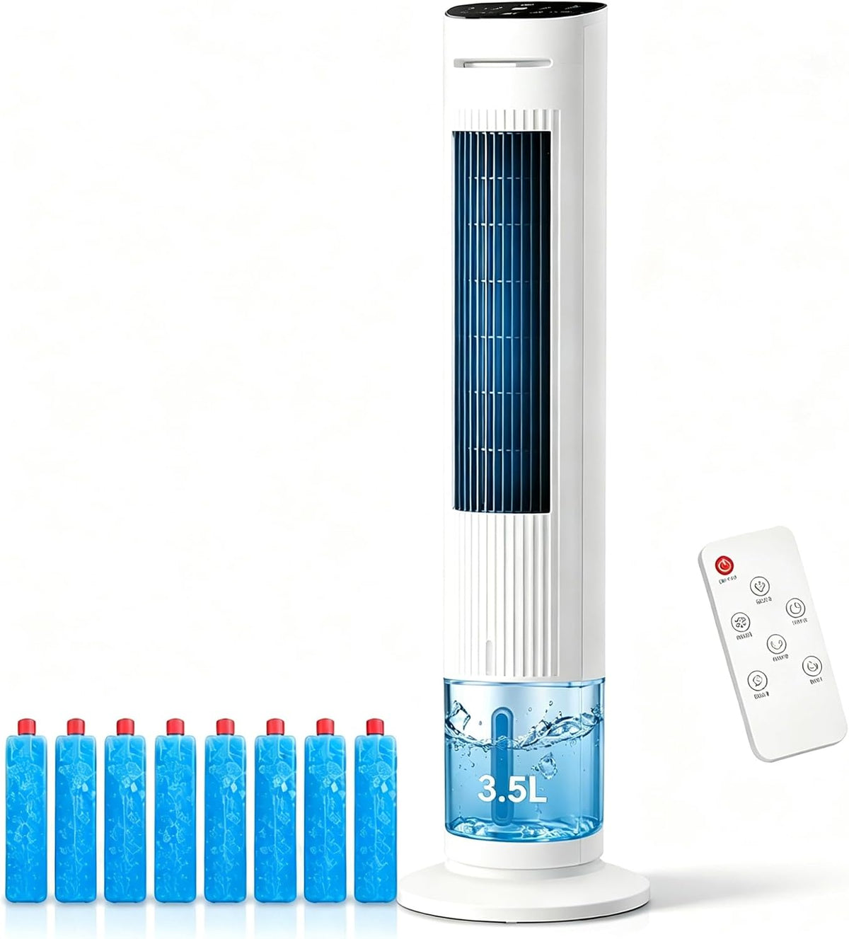 ZDMZR rafraîchisseur d'air, 3,5 L, Blanc, Rafraichisseur D'Air, Télécommande Tactile, Climatiseur évaporatif Portable
