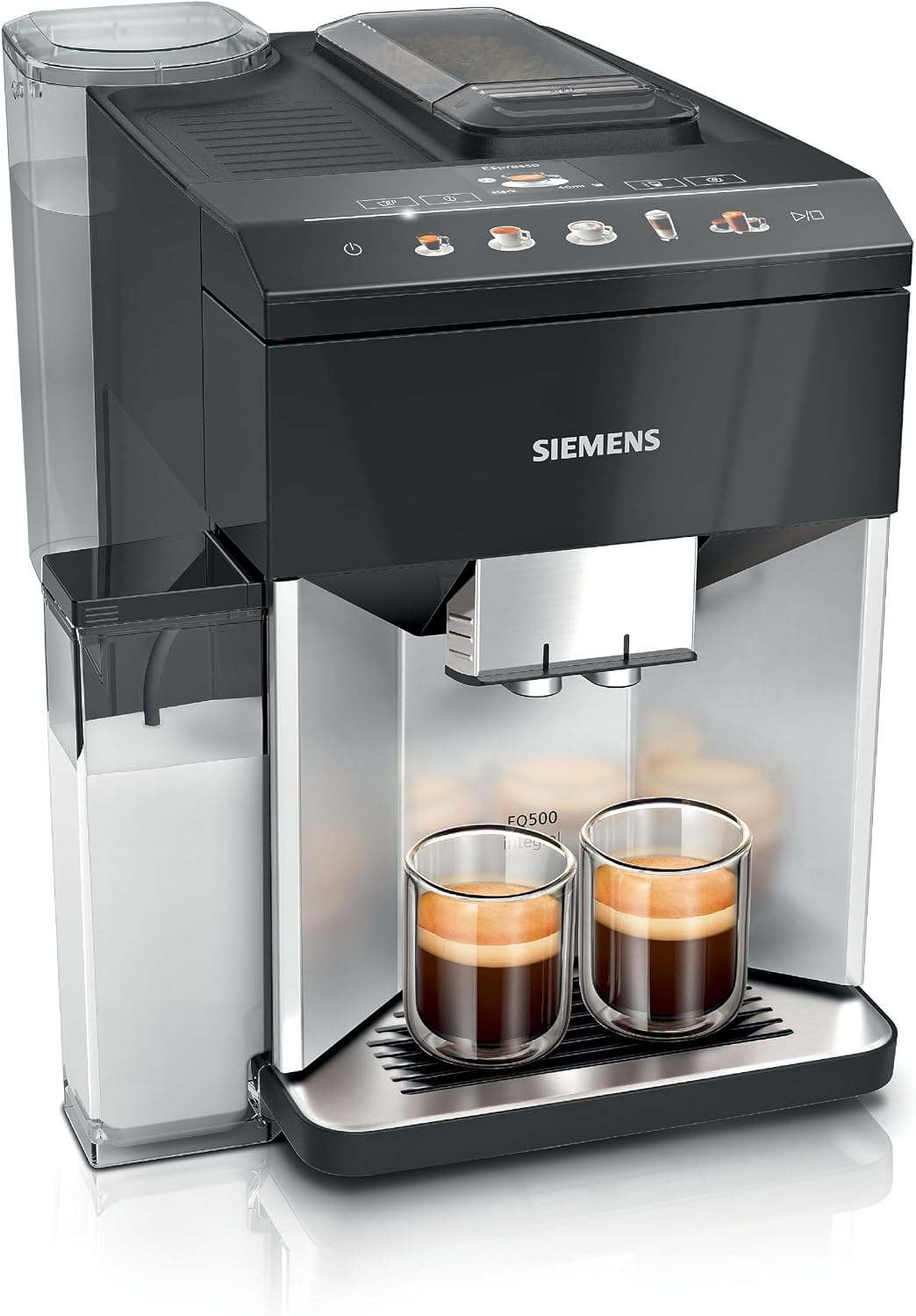 SIEMENS machine à café, 1500 W, Argenté/Noir, EQ500 intégrale TQ513D01, nombreuses spécialités de café, mousseur à lait