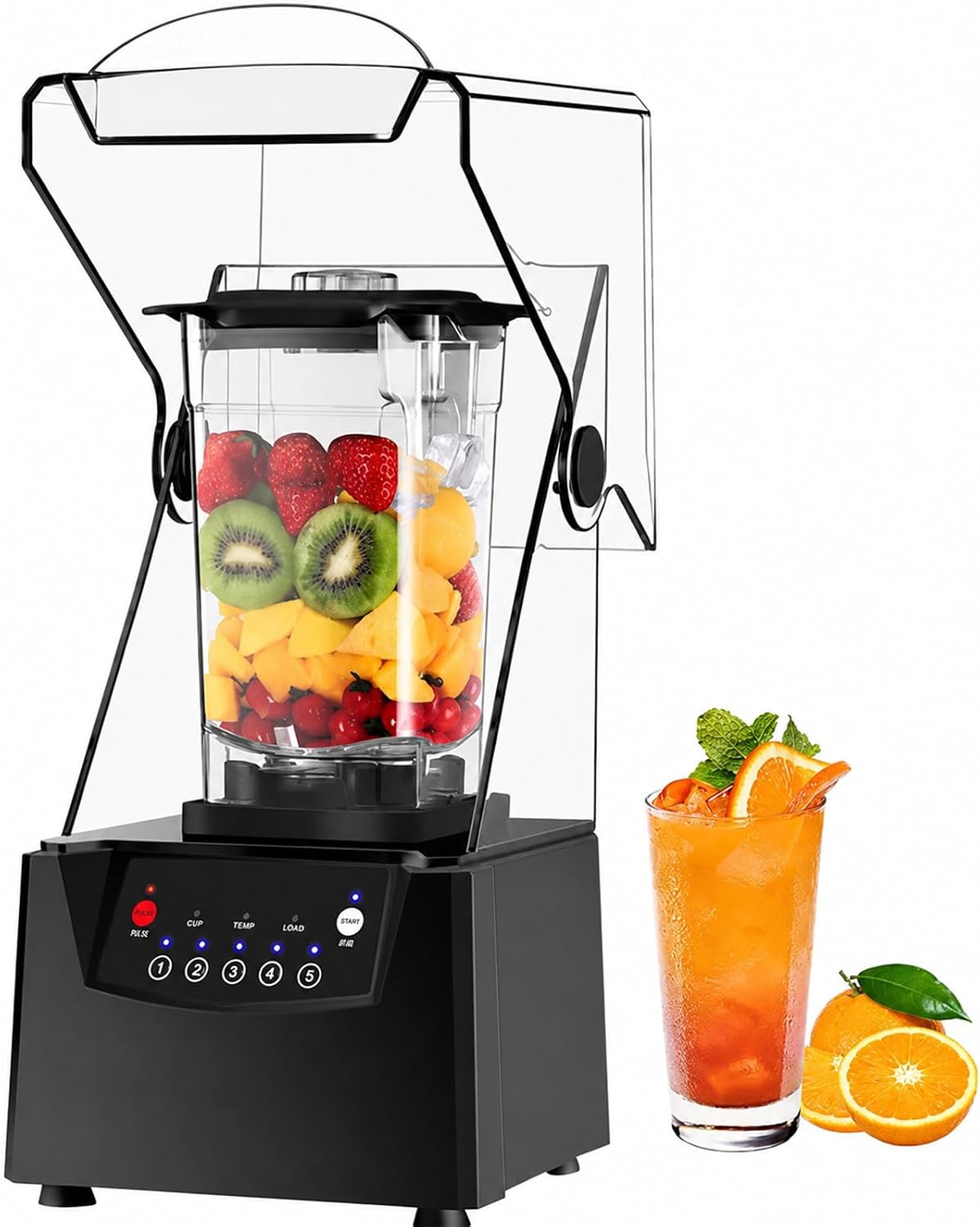SHUMIAO blender, 2200 W, 000 TR/Min, Noir, Commercial Professionnel, Bol 70 Oz, Limitez les bruits, ce silencieux