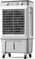 JS Space rafraîchisseur d'air, Inférieur à 50 dB, 60 L, 80 cm, Blanc, Évaporatif Portable, 3 Vitesses, 4 Pains de Glace