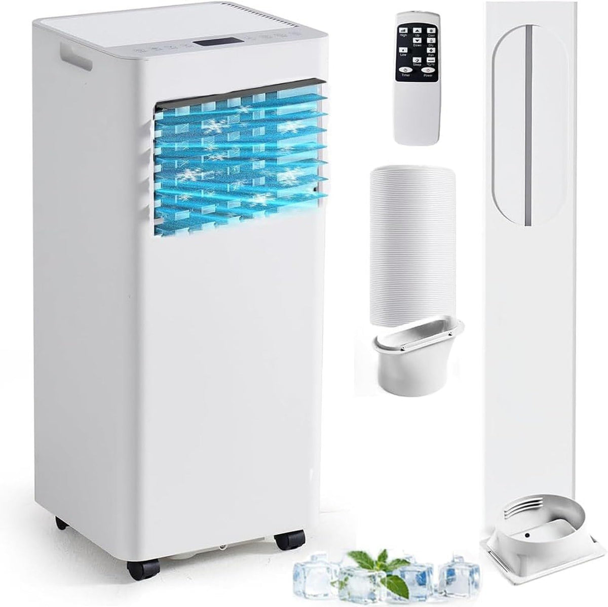 climatiseur portable ZYANBIN, 9000 BTU, Noir, Climatiseur Mobile, 3-en-1 Unité AC Portable avec Refroidissement