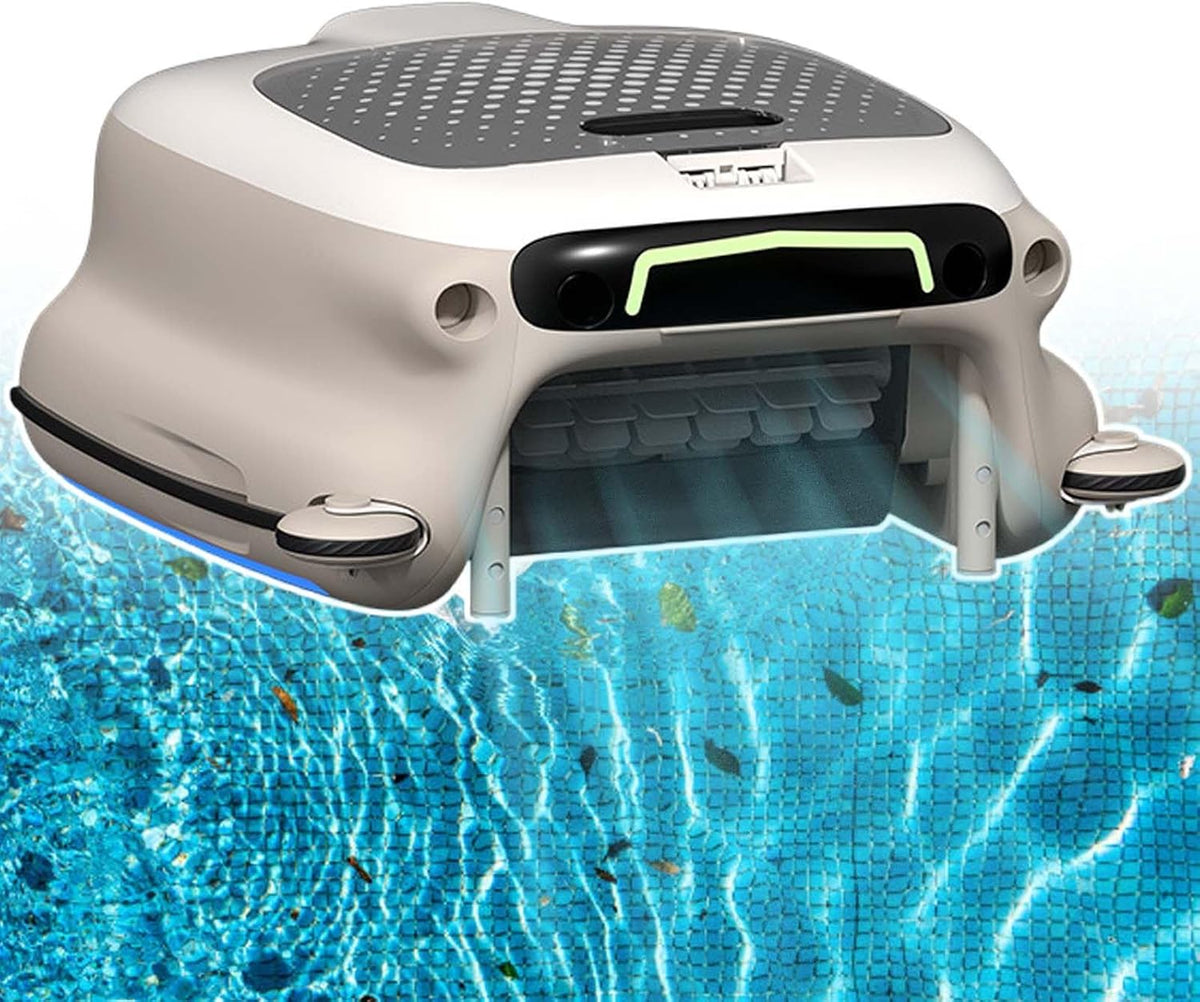 HCAUYNN Systèmes de nettoyage automatique, 505 mm x 457 mm x 230 mm, ABS, blanc, Robot Nettoyeur De Piscine Professionnel