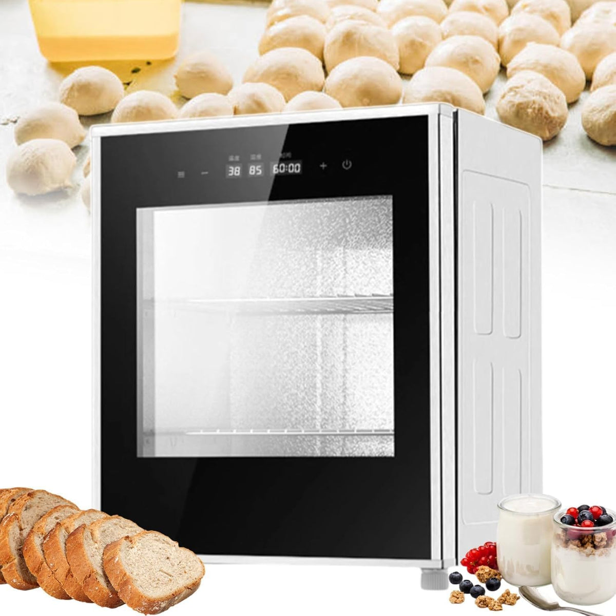 TDSYOCG Cuves de fermentation, 40 L, Noir, Étuve Chauffante Professionnelle, Pizzas et du Yaourt
