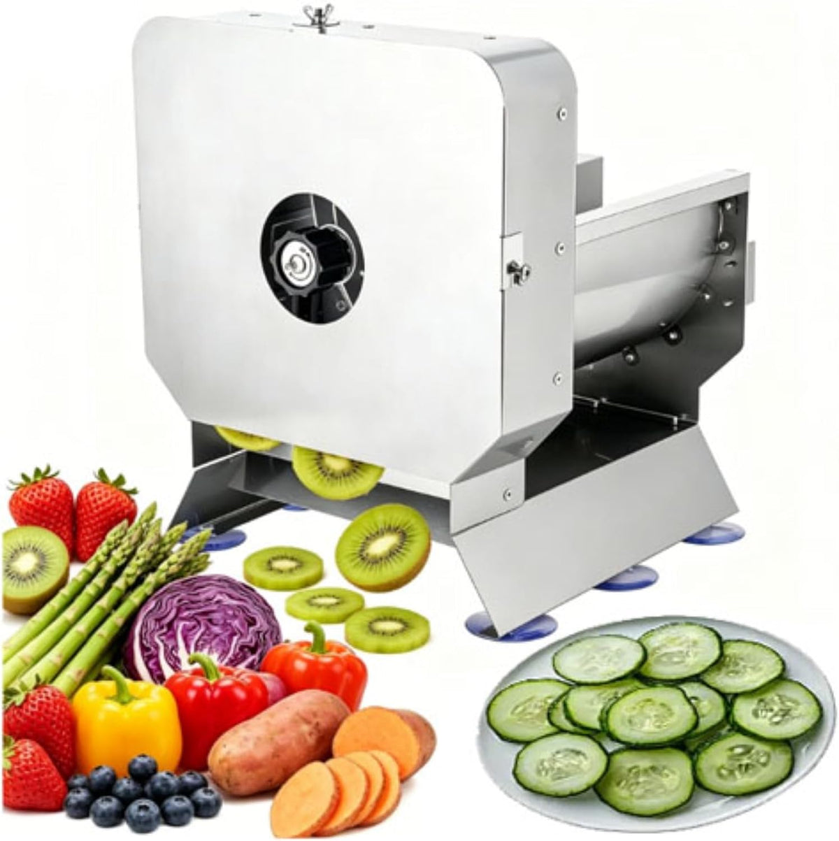 Trancheuse trancheuse électrique, 12 mm, 100 kg, Argenté, électrique de légumes, coupe-légumes robuste en acier inoxydable