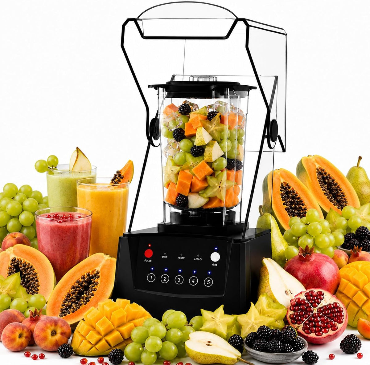 SHUMIAO blender, 2200 W, 000 TR/Min, Noir, à Boissons Commercial, 5 Programmes, Réduisez les réglages manuels avec ce mixeur professionnel