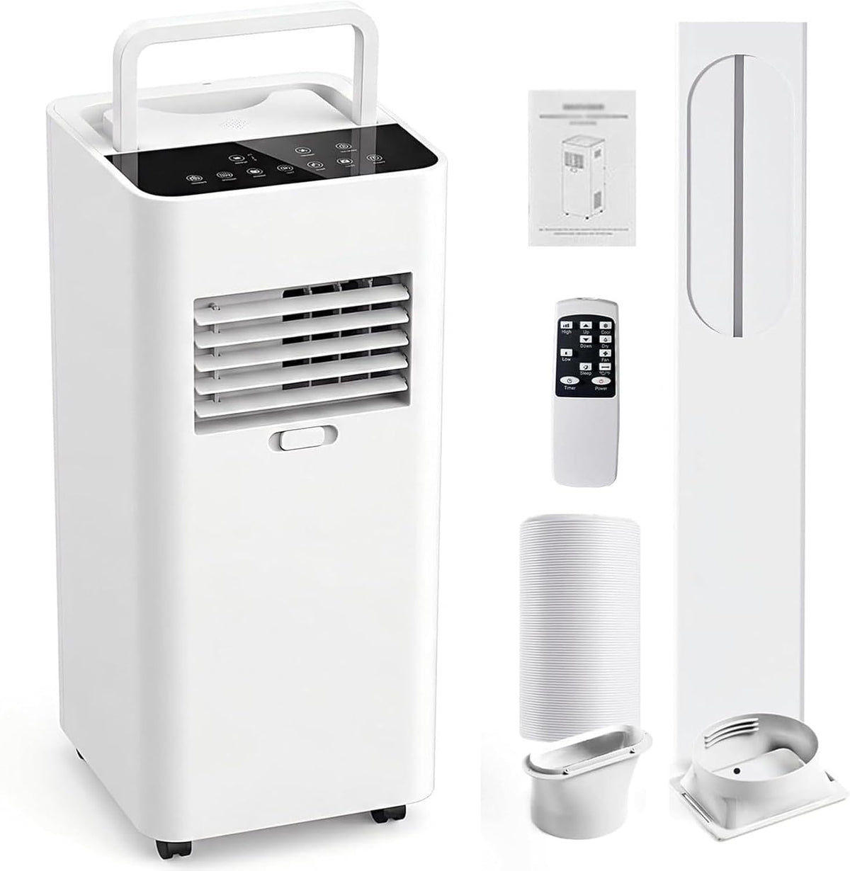 climatiseur portable GIOFEOIK, 270×270×600 mm, 220 V/50Hz, 5000 BTU, 20 m, ABS, blanc, Ventilateur, Déshumidificateur