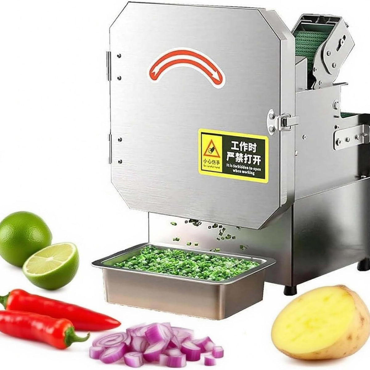RETRIN trancheuse électrique, 200 W, 35 mm, Argenté, Coupe-Légumes Compact Électrique Professionnel, Trancheuse Oignons Verts