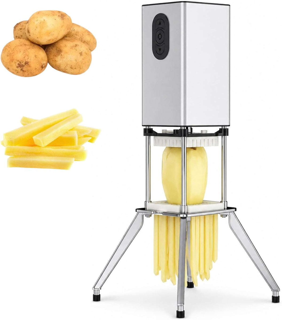HiJiuAn Coupe-frites, Environ 56 × 25 × 25 cm, 200 W, 220 V, 9 Mm, 12,2 Mm, Argenté, Coupe-pommes De Terre Automatique
