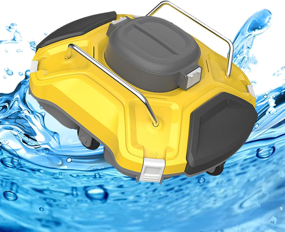 Aredwhiterui Systèmes de nettoyage automatique, 36,7 × 31 × 16,6 cm, 30 W, Jaune, Robot Nettoyeur De Piscine Sans Fil