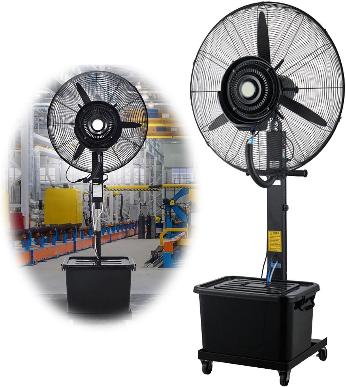 CSXCQM Ventilateurs sur pied, 320 W / 380 W, 42 L, 65 cm, 650 mm, noir Noir et noir, Ventilateur Brumisateur Industriel sur Pied
