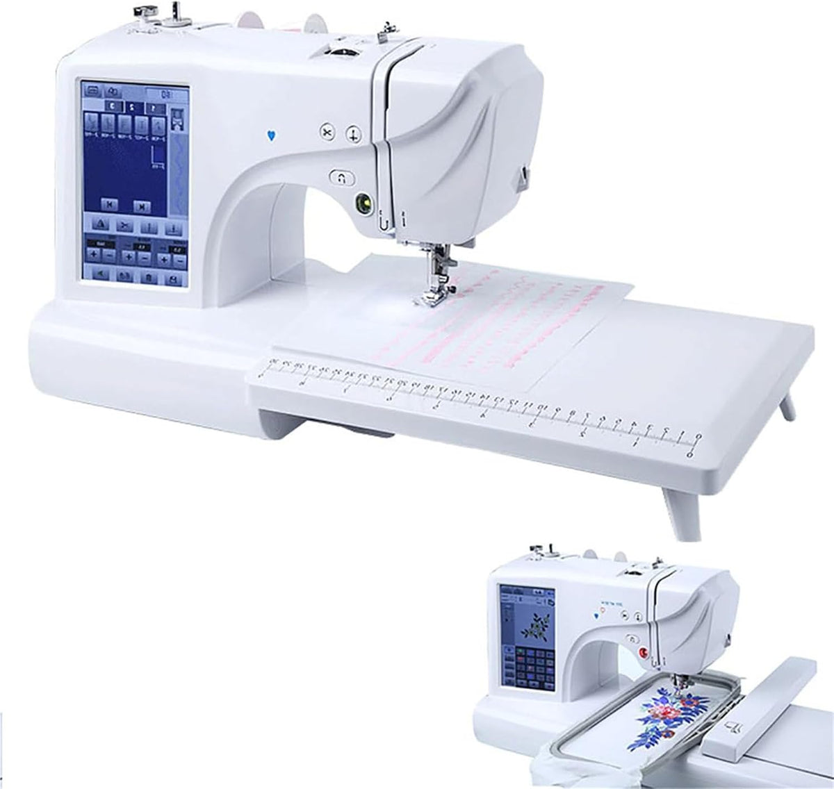 JIANGSS machine à coudre, 45 W, 7 Pouces, corps en alliage d'aluminium + cadre en acier, Noir, de Broderie Multifonction