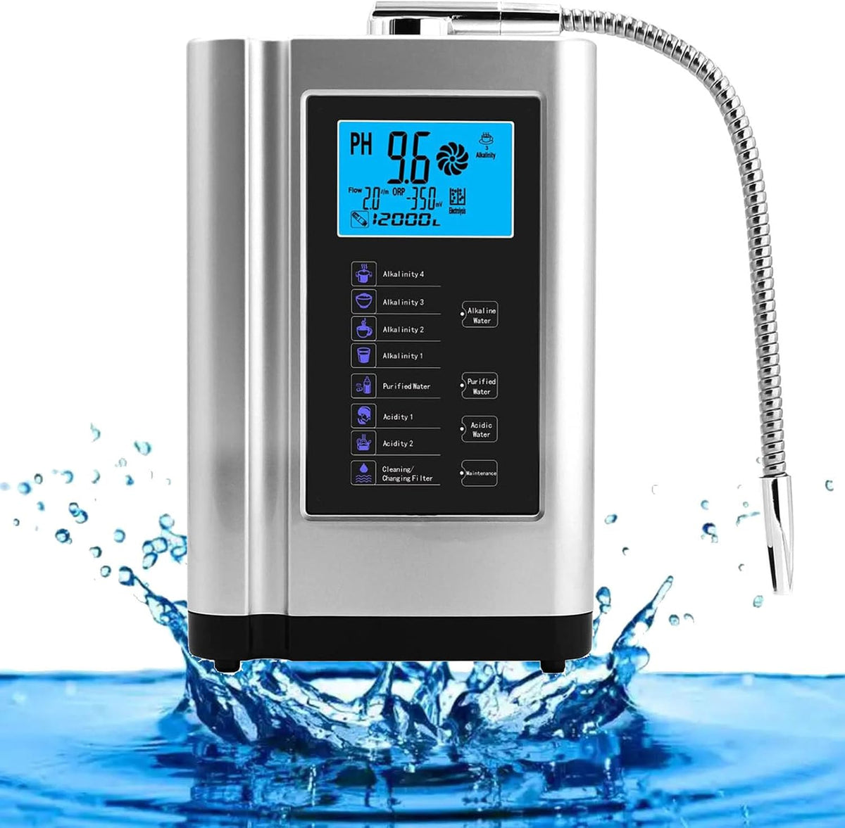 ZYLDDS Purificateurs d'eau, 000 Litres, Plastique, Argent/Blanc, Machine à Eau Alcaline, Purificateur D'eau Domestique