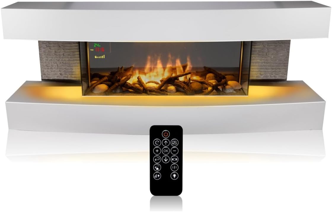 Classic Fire cheminée électrique, RO2716-48Z, 2 000 W, 230 V, 2000 W, Blanc