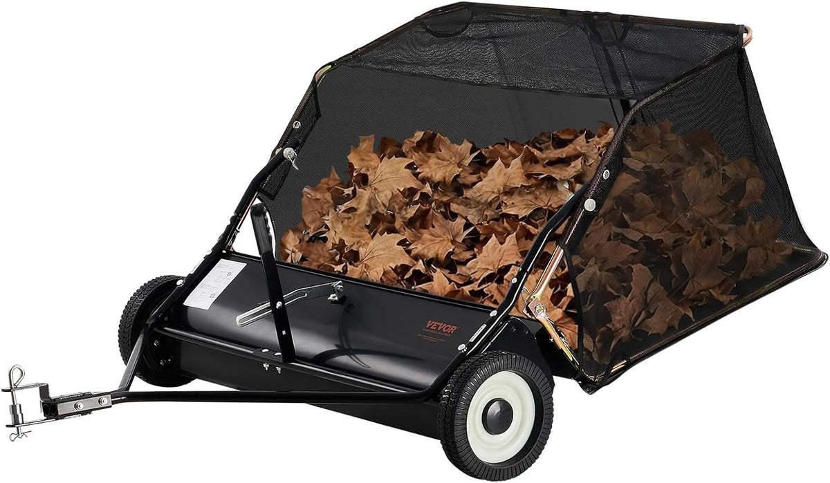 VEVOR appareil de massage, 400 L, 106,6 cm, Noir, Balayeuse à Gazon à tracter, Grand Balai ramasseur de Feuilles et d'herbe Robuste