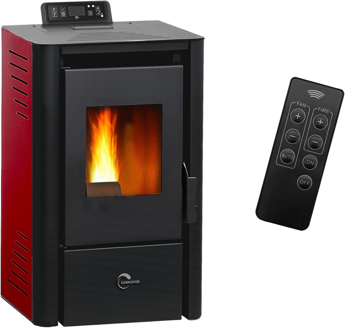 Sannover Thermique Chauffage aux granulés, 9,4 kW, Noir, Poêle à granulés air Anita Bordeaux Sannover