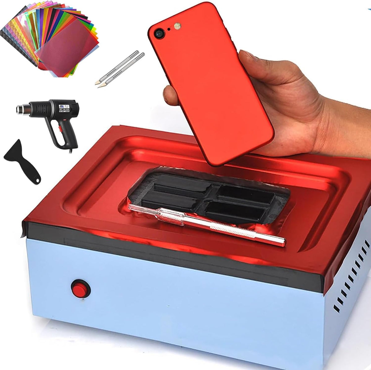 Machine Kits de réparation, Noir, de revêtement sous vide pour téléphone portable, kit de film en verre trempé compatible avec les coques