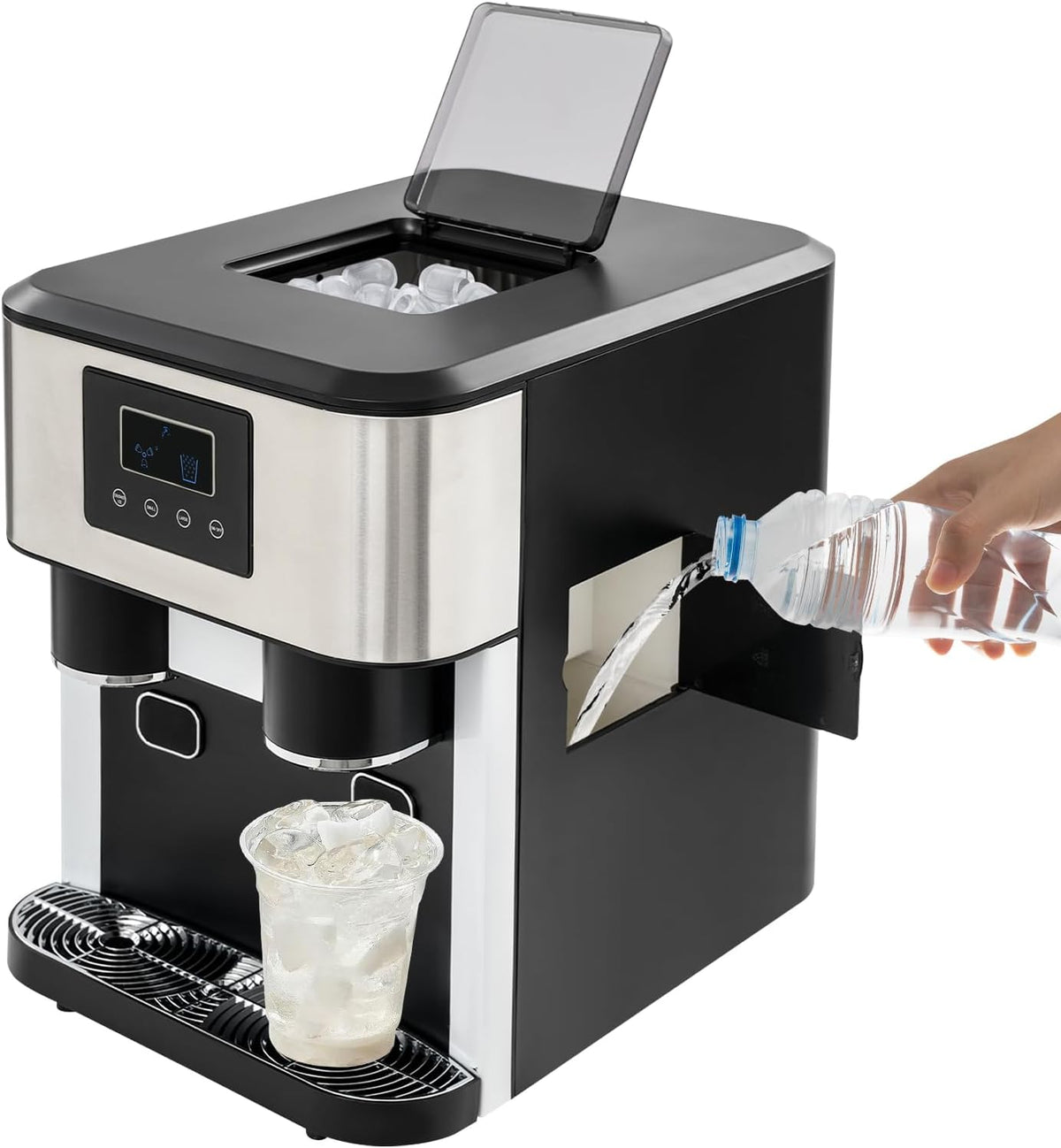 Quenoxo sorbetière, Noir, Machine à glace 3 en 1, Crushed & Nugget glace, Idéal pour les bars et la restauration