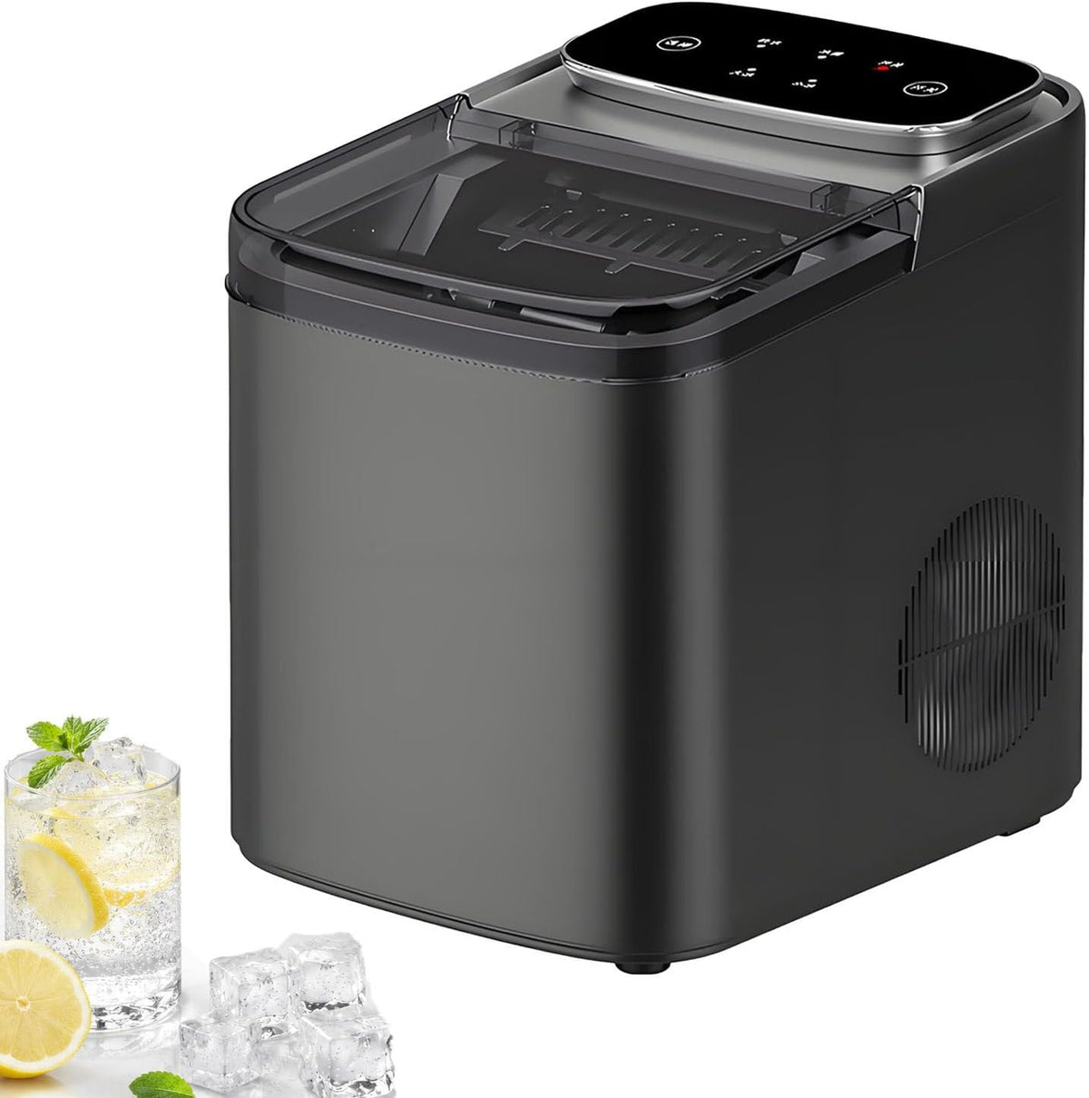 DUMIPME machine à glaçons, 95 W, 220 V, Gris mat, de comptoir, modèle Compact, autonettoyante, compresseur silencieux