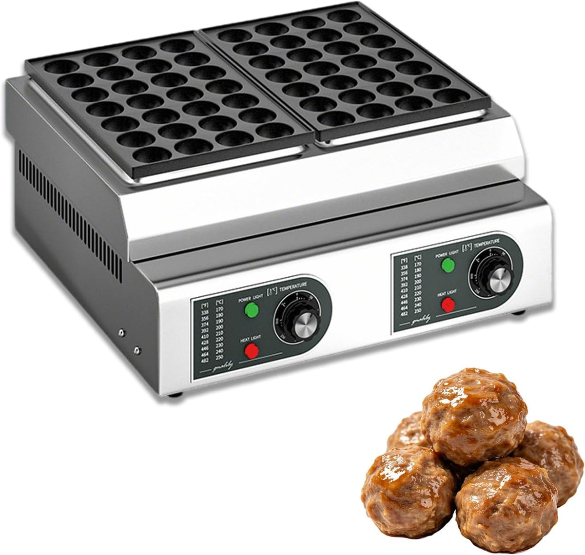 WTRYRN Électroménager spécialisé, 4 200 W, 110 V/220 V, Noir, Appareil à takoyaki 56 Trous, Double contrôle de température