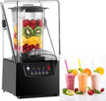zhenmaster blender, 20x21x58 cm, 2 L (1800 ml), 2200 W, 110 V/220 V, 50Hz, 2 L, Transparent/Argenté, professionnel silencieux avec couvercle