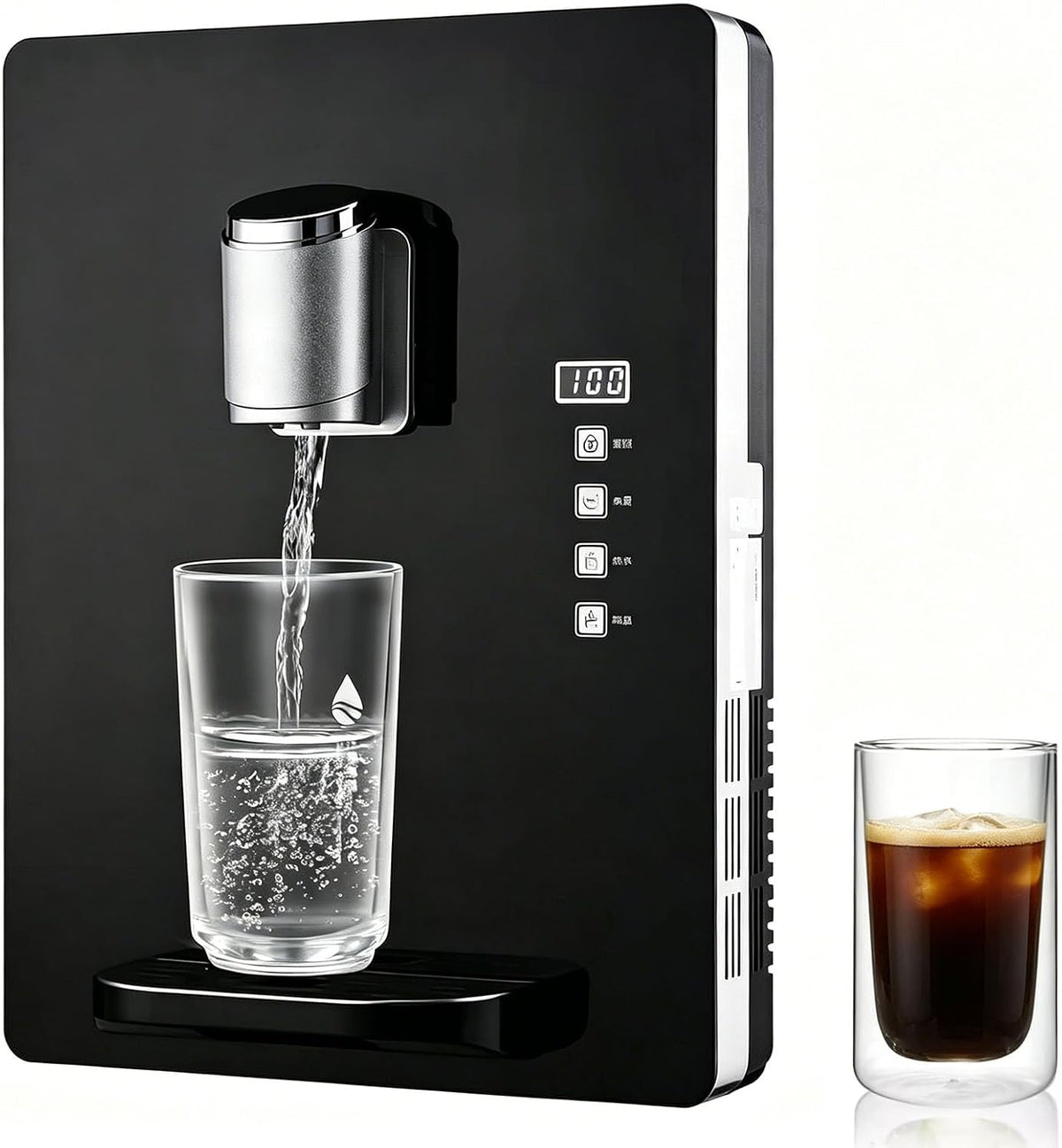 QINPI distributeur d'eau chaude, 32 × 17,5 × 43 cm., 2200 W, 30 l, Noir, instantané mural, Chauffe-eau encastré /h avec verrouillage enfant